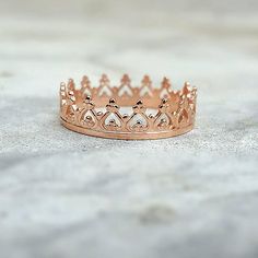 Crown Ring Crown Ring Rose Gold Tiara Ring Princess Ring Crown Elegant Wedding Rings With Round Crown, Princess Ring Crown, Rose Gold Crown Ring, Gold Crown Ring, Princess Crown Ring, Crown Rings, Rose Gold Princess, Crown Ring Princess, Royal Rings