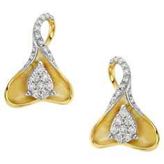 14KT:3.049g, Diamond:0.37ct Gold Earrings Dangle, Yellow Sapphire, Earrings Jewelry, Pave Diamonds, Jewelry Earrings Studs, Earrings Handmade, Semiprecious Stones, Precious Stones, Diamond Jewelry