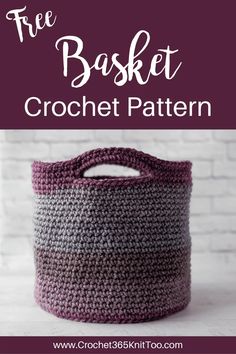 a crocheted basket with text overlay that says free basket crochet pattern