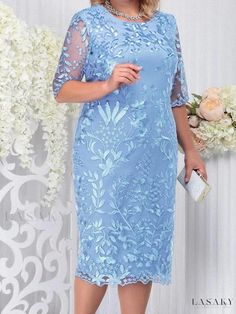 Lasaky - Exquisite Bodycon Cocktail Dress with Lace Embroidery and Paneling Plus Size Party Dresses For Wedding, Sukienki Plus Size, Prom Midi Dress, Plus Size Summer Dresses, Bodycon Cocktail Dress, Women Lace Dress, Midi Dress Formal, Graduation Outfits, Plus Size Party Dresses