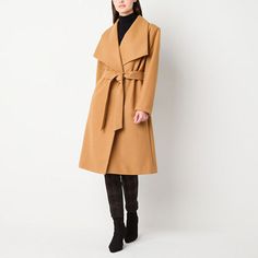 Add some chic outerwear to your closet with this women's Worthington coat. It's made from soft woven fabric with an oversized draped collar, long sleeves, side slip pockets, and a self-tie waist. Perfect for cooler weather, layer it over everything from dresses to leggings and a t-shirt.Features: BeltedClosure Type: ButtonFit: FittedNeckline: Draped NeckPockets: 2 Side Slip PocketsSleeve Length: Long SleeveWarmth Factor: MidweightApparel Length: 40 InchesOuterwear Length: LongFiber Content: 90% Polyester, 10% RayonFabric Description: WovenLining Material: PolyesterCoat Style: Wool CoatsCare: Dry Clean OnlyCountry of Origin: Imported Elegant Oversized Belted Outerwear, Modern Belted Fall Outerwear, Modern Belted Outerwear For Fall, Belted Beige Outerwear For Fall, Chic Oversized Belted Outerwear, Oversized Belted Beige Outerwear, Modern Beige Wool Coat For Fall, Oversized Beige Belted Outerwear, Modern Beige Outerwear For Fall