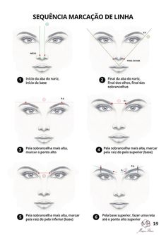 Brow Mapping Step By Step, Eyebrow Blading, Brow Makeup Tutorial, Combo Brows, Brow Mapping, Types Of Eyebrows, Brow Stencils