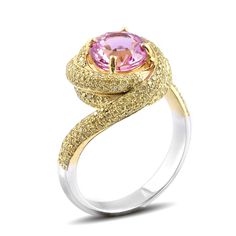 Strong, vivid pink is what brings this ring to life, as the gems catch the light and reflect it beautifully. Weighing 2.24 carats are unlike any other and will surely have her heart racing. Pink Diamond Sapphire Ring, Gia Certified, Luxury Pink Diamond Gemstone Ring, Luxury Pink Sapphire Gemstone Ring, Luxury Pink Diamond Ring With Pink Sapphire, Luxury Pink Pink Sapphire Diamond Ring, Gia Certified Pink Diamond Ring, Luxury Pink Rings With Pave Setting, Luxury Gia Certified Pink Sapphire Ring, Pink Brilliant Cut Sapphire Ring In Fine Jewelry Style