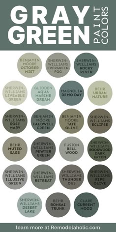 the color scheme for gray and green is shown in this graphic style, which includes different shades