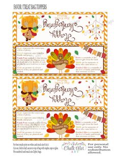 three thanksgiving printable tags with turkeys and leaves