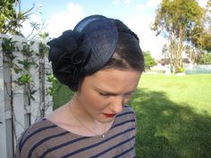 Navy Blue Silk Flower Sinamay Fascinator Hat with Veil and Black Beaded Trim Headband, for weddings, parties, cocktail, special occasions on Etsy, $75.00 Evening Fascinator With Handmade Flowers And Adjustable Fit, Elegant Fascinator With Matching Headband For Races, Handmade Flowers Adjustable Fascinator For Evening, Summer Evening Fascinator With Matching Headband, Elegant Headband With Handmade Flowers For Party, Elegant Black Fascinator With Handmade Flowers, Elegant Party Headband With Handmade Flowers, Elegant Hats With Matching Headband For Kentucky Derby, Adjustable Fascinator With Matching Headband For Garden Party