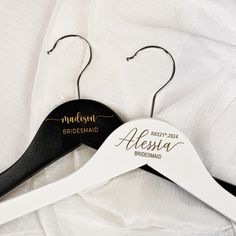 a personalized wooden hanger for a wedding dress