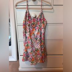 Love Tree Floral Romper With Tags. Pink Orange Green Purple. Size Large But Fits Like A Small. Flirty Pink V-neck Sleepwear, Pink Summer Sleepwear For Pajama Party, Casual Pink Floral Print Sleepwear, Fitted Pink Printed Sleepwear, Casual Pink Sleepwear For Vacation, Summer Sleeveless Floral Print Sleepwear, Summer Floral Print V-neck Sleepwear, Summer V-neck Floral Print Sleepwear, Sleeveless Floral Print Summer Sleepwear