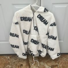 Dream Hoodie Like Wearing A Blanket. Never Worn Ever. Oversized So Fits Up To Large. I Don’t See Flaws But It’s Been In A Box So Might Have Some Discolor But Not Noticeable. See Photos But Feel Free To Ask For More! Drawstring Bottom. Heavy So Will Need To Adjust Shipping Weight Trendy Cozy Fit Outerwear For Streetwear, Trendy White Fleece Outerwear, Comfy Cozy Fit Outerwear For Streetwear, White Fleece Outerwear With Graphic Print, Trendy White Hoodie For Loungewear, Comfy White Fleece Hoodie, Trendy Letter Print Hoodie Outerwear, Cozy Letter Print Outerwear For Streetwear, Trendy White Outerwear With Letter Print