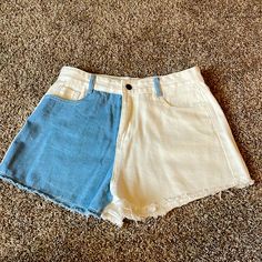 Shein Women’s Jean Shorts. Feature Color-Block Design. Shorts Have Never Been Worn And Are Brand New, However I Could Not Find A Tag On Them Anywhere. I Never Wore Them, But Bought Them About Two Years Ago And Cannot Find Any Of The Details. I Know They Are A Size Large, But I Am Open To Any Offers On These Shorts As They No Longer Show Any Brand Identifying Information. Shein Women, Shein Shorts, Block Design, Jean Shorts, Color Blocking, Color Block, I Know, Blue And White, Blue Color