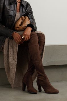 Stuart Weitzman's 'Highland' boots tick off two huge trend for Fall '23 - the over-the-knee profile and chocolate-brown color. One of the brand's most popular styles, they are set on a comfortable but elongating block heel and made from stretchy suede so they're easy to get on and off. Luxury Brown Knee-high Boots With Suede Lining, Luxury Ankle-high Chic Chelsea Boots, Luxury Suede Lined Knee-high Boots For Women, Luxury Ankle-high Chelsea Boots For Business, Luxury Ankle-high Boots With Suede Lining, Luxury Formal Chelsea Boots Ankle-high, Over The Knee Camel Boots, Luxury Leather-lined Knee-high Boots For Fall, Luxury Knee-high Boots With Leather Lining For Fall