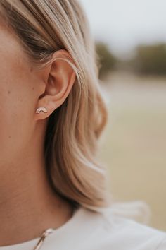 Hugging Rainbow Stud Earrings - Little Sycamore Simple Internally Threaded Jewelry For Everyday, Simple Everyday Internally Threaded Jewelry, Minimalist 14k Gold Ear Climbers As Gift, Everyday 14k Gold Ear Climbers, Everyday Rose Gold Sterling Silver Ear Climbers, 14k Gold Ear Climbers For Everyday, Minimalist Huggie Plug Earrings For Gift, Minimalist Huggie Plug Earrings As Gift, Dainty Sterling Silver Plug Earrings For Everyday