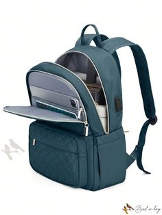 Bird in Bag - Womens Durable Classic 14/15.6 Inch Laptop Backpack for Work and Travel, Fashionable Daypack School Bag with Collage Bags For Women, Blue Backpack With Anti-theft Pocket For Daily Use, Functional Blue Laptop Backpack, Blue Laptop Backpack For Travel, Blue Anti-theft Backpack, Blue Rectangular Backpack For Commuting, Rectangular Blue Backpack For Commuting, Blue School Bag With Anti-theft Pocket, Blue Rectangular Commuting Backpack