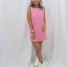 Brand New With Tags Never Worn, A Thick Material But Still Very Comfortable Preppy Mini Dress For Spring, Spring Preppy Mini Dress, Preppy Pink Dress For Spring, Preppy Pink Spring Dress, Preppy Pink Summer Dress, Preppy Pink Sleeveless Dress, Retro Pink Mini Dress For Summer, Trendy Pink Mini Dress For Day Out, Casual Pink Mini Dress For Spring