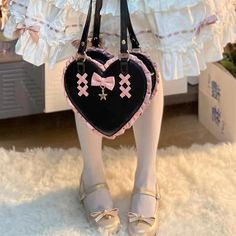 𝒜𝒷ℴ𝓊𝓉: The bag can be worn crossbody or carried by hand (the handheld option is detachable). It can hold two phones, a lipstick, small tissues, and small cards inside. ♡ 𝓈𝒾𝓏𝒾𝓃ℊ ♡ 8.7 x 6.3 x 2.2'' / 22 x 16 x 5cm Cherry Sauce, Pink Rims, Heart Bag, Small Cards, Baby Blue, Carry On, Hold On, Cherry, Sauce