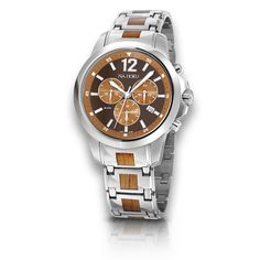 767421 - Steel - Na Hoku Stainless Steel Chronograph Watch Moonphase Watch, Inlay Jewelry, Island Life Style, Koa Wood, Wood Bracelet, Wood Inlay, 200m, Brown Diamond, Fine Jewels