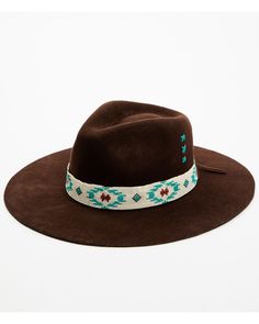 Idyllwind Women's Brown Beaded Oxbow Wool Felt Western Hat, Brown Adjustable Brown Hat With Structured Crown, Western Hat, Beaded Hat, Southwestern Print, Turquoise Cross, Western Look, Western Hats, Hat Band, Boots For Sale