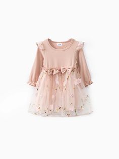 * Each size includes: 1 dress 
* Soft and comfy 
* Shoulder ruffles
* Front bowknots 
* Material: 100% Polyester
* Machine wash, tumble dry 
* Imported Embroidered Mesh Dress, Baby Girl Pink, Halloween News, Baby Dresses, Sweet Style, Spring Season, Mesh Dress, Pink Girl