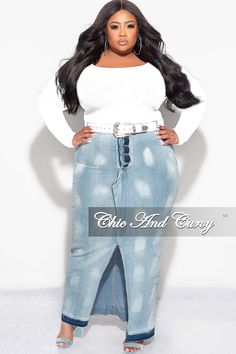 Semi-stretch skirtHigh-waistedPocketsSlit95% Cotton5% SpandexHand wash coldModel is wearing a 2X Plus Size Skirt, Chic And Curvy, Denim Skirt Outfits, Denim Chic, Stretch Skirt, Cargo Skirt, Plus Size Skirts, Skirt Outfits, Size Clothing