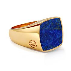 Stainless Steel Ring with Gold Plating, Blue Lapis.The Nialaya Gentlemen’s Cocktail Ring is designed with a contemporary style. The focal point of the ring is the vibrant Blue Lapis which sits in the center of its gold-plated band.Please note that all our pieces are crafted by hand and one-of-a-kind, and may therefore vary slightly in size, shape, and color. Avoid contact with hairspray, perfume, water, bleaches and lotions. Avoid humidity, heat and overexposure to sun. Gently wipe you Nialaya j Mens Gold Signet Rings, Signet Ring Gold, April Birthstone Jewelry, 5 Elements, Ringe Gold, Forever Jewelry, Gold Signet Ring, Jewelry Blue, Semi Precious Beads