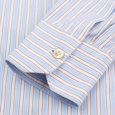 Original Retail Price: $950 Pre-owned - Good Condition US Size: 15.5 EU Size: 39 Slim Fit White Base Color with Blue and Brown Stripes 100% Cotton Button-Down Collar Standard Cuff Made In Italy Measurements Chest: 42.5" Back Length: 32.5" Sleeve Length: 25.75" This product is located in our EU warehouse. Formal Shirt Dress With Button Cuffs And Spread Collar, Formal Shirt Dress With Spread Collar And Button Cuffs, Semi-formal Shirt Dress With Spread Collar And Button Cuffs, Classic Formal Shirt Dress With Button Cuffs, Blue Shirt With Concealed Placket And Fold Down Collar, Classic Formal Shirt Dress With Button Closure, Semi-formal Blue Dress Shirt With Button Closure, Classic Formal Shirt Dress With Covered Buttons, Blue Button-up Shirt With Concealed Placket