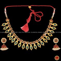 Design by Classical Dance Jewelry® -- Colorful And Designer Beautiful Necklace Set For Women.You Can Wear this Necklace Set In Parties, Engagement, Weddings, Birthdays And Many Occasion As You Like. -- Handmade Indian Item. Every Necklace Studded Beautifully in Enamel And Gold Finish. -- Especially For Bharatnatyam And Kuchipudi Dance Performances. ❇️ Imitation Jewelry by nature is little soft compared to real jewelry so little shape variations and dents could happen during shipping even after t Fancy Flowers, Dance Accessories, Dance Jewelry, Real Jewelry, Makeup Items, Temple Jewellery, Bangles Jewelry, Gold Enamel, Short Necklace