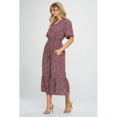 Our Bethany dress is a perfect blend of comfort and style for any occasion. This flowy dress features a flattering smocked waist and wide half sleeve. This dress complements all body types. Whether you're going out for brunch with friends or attending a garden party, this dress is sure to make you stand out. Material: 100% Polyester. Machine washable Chic Smock Dresses With Relaxed Fit, Spring Maxi Smocked Dress With Gathered Waist, Spring Smocked Maxi Dress With Gathered Waist, Casual Flowy Rayon Maxi Dress, Casual Rayon Maxi Dress With Flowy Skirt, Spring Midi Smocked Flowy Dress, Spring Midi Smocked Dress Flowy Fit, Flowy Midi Dress For Fall, Flowy Midi Dress With Elastic Waistband For Vacation