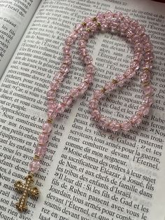 Cracked pink rosary Handmade Rosary length: about 33cm Bead size: 8mm Pink Rosary, Rosary Beads, Daughter Of God, Pretty Jewellery, Rosary, Bead Charms, Gifts For Kids, Beauty Book, Etsy Accessories