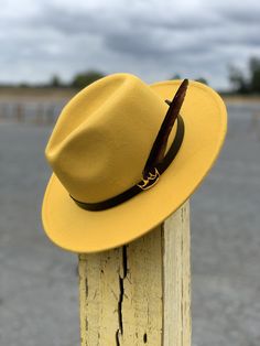 Mercy Fedora ( Mustard ) - lavishblanc Yellow Fitted Fedora With Flat Brim, Yellow Fitted Fedora With Curved Brim, Fitted Yellow Fedora With Curved Brim, Yellow Fedora With Short Brim, Winter Adjustable Fedora Panama Hat, Yellow Fitted Fedora With Short Brim, Casual Felt Hat For Summer Outdoors, Casual Fedora For Outdoor Fall Wear, Casual Fedora For Outdoor Fall Occasions