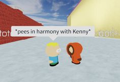 an animated image of two people talking to each other