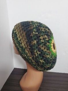 Sunflower Hat Crochet, Crochet Sunflower Bucket Hat, Camo Crochet, Camo Beanie, Camo Crochet Hat, Head Wraps, Camouflage, Women's Accessories, Accessories Hats