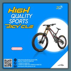 an advertisement for a high quality sports bicycle with the image of a mountain bike on it