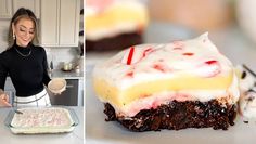 This layered candy cane dessert is the perfect no-bake treat to serve at a potluck, holiday party, or any winter event. This dessert is layered with an Oreo cookie crust, a creamy candy cane layer, cheesecake pudding, homemade whipped topping, and a sprinkle of crushed candy canes.