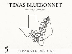 the texas bluebonnet logo is shown in black and white with flowers on it