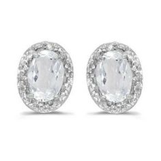 Diamond and White Topaz Earrings 14k White Gold (1.14ct) Oval Diamond Earring, White Topaz Earrings, Aquamarine Earrings, Aquamarine Jewelry, Fancy Diamonds, White Gold Earrings, Lovely Earrings, Opal Earrings, Blue Topaz Ring