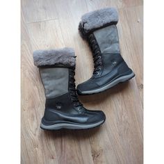 Ugg Adirondack Iii Tall Waterproof Fur Boots Womens 8 Eu 39 Black Grey Worn 1 X Less Than An Hour Ugg Adirondack, Shoes Ugg, Ugg Black, Boots Womens, Fur Boots, Grey Color, Winter Rain, Womens Uggs, Ugg Shoes