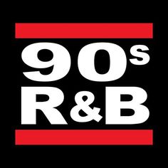 the 90's and r & b logo is shown in white on a black background