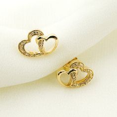 14K Solid Gold and Diamonds Two Hearts Earrings 12x13mm. Double heart earrings, screw back earrings. Solid Gold Jewelry Gift. Metal: 14K Gold Gemstone: Diamonds Size: 12x13mm Thickness: 3mm Closure: Butterfly Item number: GDT52 Processing time: 1-2 business days Please note that color may slightly vary due to monitor color restrictions. We offer FREE domestic shipping. We carry the highest quality of sterling silver, gold filled chains, various jewelry findings, supplies and charms. Please conta Elegant Gold Heart Earrings For Anniversary, Hearts Earrings, Gold Jewelry Gift, Handmade Gold Jewellery, Ear Ring, Solid Gold Chains, White Gold Chains, Diamond Quartz, Diamond Charm