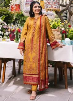 Asim Jofa Unstitched Basic Print Collection 2024 | Sanaullah Store Beautiful Pakistani Dresses, Orange Outfit, Simple Pakistani Dresses, Floral Shirt Dress, Net Dupatta, Pakistani Actress, Signature Print, Print Chiffon