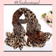 Just Intrendy Chic Chiffonleopard Print Scarfadd To Any Outfit To Make It Stand Out. Use As A Scarf , Belt, Head Wrap. Perfect With Tops Or Slacks.. Boho Styl, Silk Scarf Hair, Silk Chiffon Scarves, Leopard Scarf, Chiffon Shawl, Stil Boho, Animal Print Scarf, Leopard Print Scarf, The Leopard