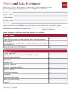 printable Profit And Loss Statement | Free Word Templates Profit And Loss Statement Templates, Personal Financial Statement, Restaurant Template, Employment Application