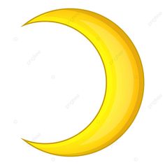 a yellow crescent moon on a white background