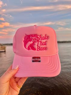 This adjustable OTTO trucker hat is so cute for summer time, it is adjustable and super comfy! It reads "Shake That Bass" and it has a bass detail on it all embroidered in hot pink! 🤍 Pink Adjustable Trucker Hat For Outdoor, Adjustable Pink Trucker Hat For Outdoor, Pink Summer Baseball Cap For Outdoor, Trendy Pink Baseball Cap For Outdoor, Casual Pink Snapback Hat For The Beach, Casual Pink Snapback Hat For Beach, Casual Pink Trucker Hat For Beach, Casual Pink Trucker Hat For The Beach, Pink Baseball Cap For Outdoor