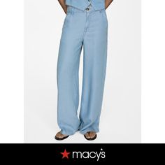 in stock Light Wash Wide-leg Workwear Pants, Versatile Wide-leg Summer Jeans, Versatile Wide-leg Denim Pants, Versatile Blue Relaxed Fit Bottoms, Casual Light Wash Wide-leg Bottoms, Casual Light Wash Wide-leg Pants, Versatile Blue Denim Bottoms, Blue Denim Bottoms, Light Wash Relaxed Fit Wide-leg Bottoms