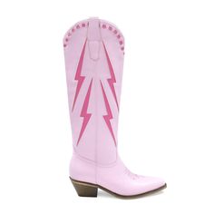 The Dolly Pink Lightning Bolt, Pink Lightning, Lightning Bolt Design, Boot Accessories, Lightning Bolt, Tall Boots, Out Of Style, Cowboy Boots, Different Styles