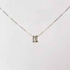 14k Gold Tiny Diamond Baguette Necklace Baguette Cut Diamond Necklace, Baguette Necklace, Dressing Well, Diamond Baguette, Cz Necklace, Tiny Diamond, Baguette Cut Diamond, I Love Jewelry, Baguette Cut