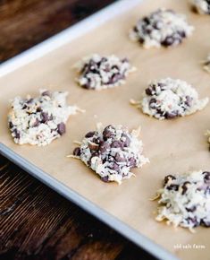 chocolate chip cookies on a baking sheet ready to go into the oven or bake