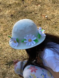 PATTERN ONLY Crochet Daisy Pattern sizes available from toddler to adult hat needs a wire which is available in my shop for the hat I used cotton fair yarn in off white or cream size 2 or sport weight for flowers and leaves I used worsted weight hook is C\2.75mm you also need scissors and big eyed needle optional ribbon or you can just crohet a chain we are not accepting refund and returns. Thank you for visiting my shop. Crochet Spring Hat, Daisy Hat, Hat Pattern Crochet, Crochet Sun, Spring Hat, Crochet Spring, Crochet Sun Hat, Spring Hats, Crochet Daisy