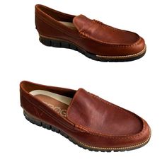 **Free Shipping** Brand: Cole Haan Style: Zergrand Loafer Size: 11 (Us M)/ 44 (Eu M) Color: Brown Material: Leather Outer, Leather Lining, Rubber Sole Condition: New And Unworn, But A Few Small Scratches Around The Shoe (See Pics) Casual Slip-on Boat Shoes With Vibram Sole, Casual Moc Toe Loafers With Vibram Sole, Business Slip-on Moccasins With Vibram Sole, Casual Slip-on Wingtip Moccasins, Monk Strap Dress Shoes, Cole Haan Loafers, Grey Loafers, Buckle Loafers, Moccasins Style