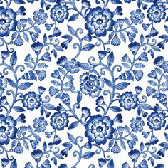 a blue and white floral pattern